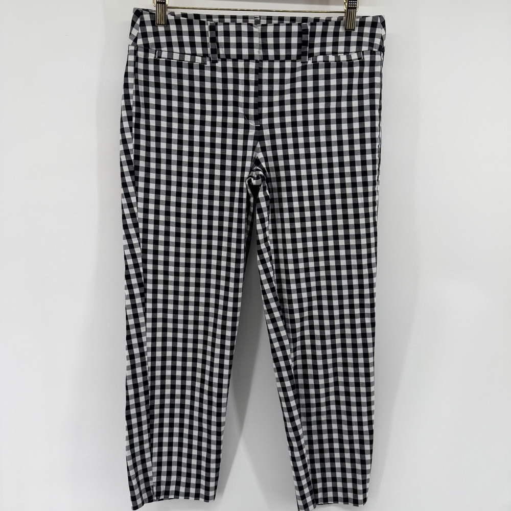 Ann Taylor Signature Gingham Ankle Pants Black White Check 4